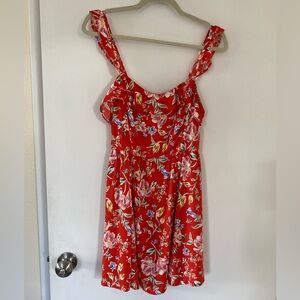 Astr Red Floral Ruffled Sundress Small